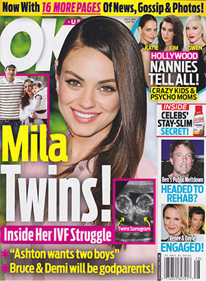Illustration for article titled This Week In Tabloids: OK! Pretends They Have an Ultrasound of Mila & Ashton's Babies